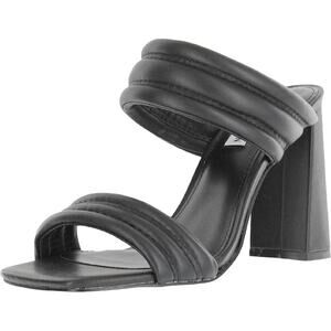 Steve Madden Tahani Trapunto Strap Block Heeled Sandals Black Womens 6.5M NWOT